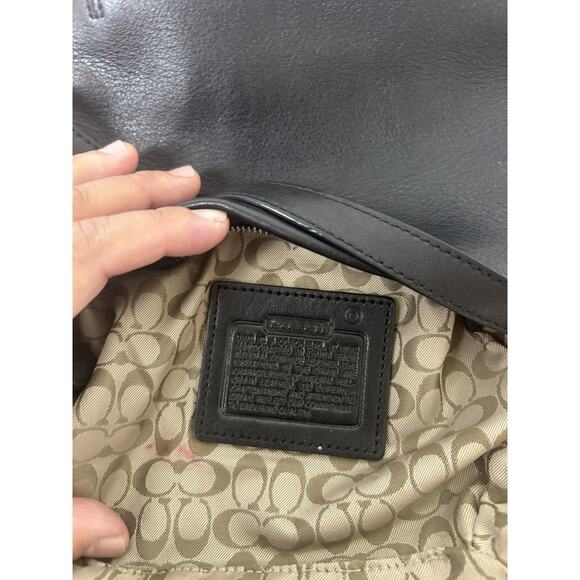 Vintage Y2K COACH East West Legacy Black Leather Shoulder Bag Tan CC Interior - Picture 4 of 15